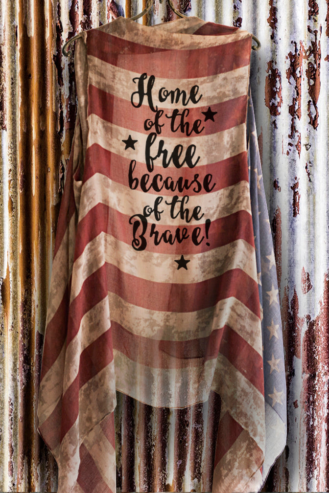 "Home of the Free" American Flag Kimono Vest - Image 2