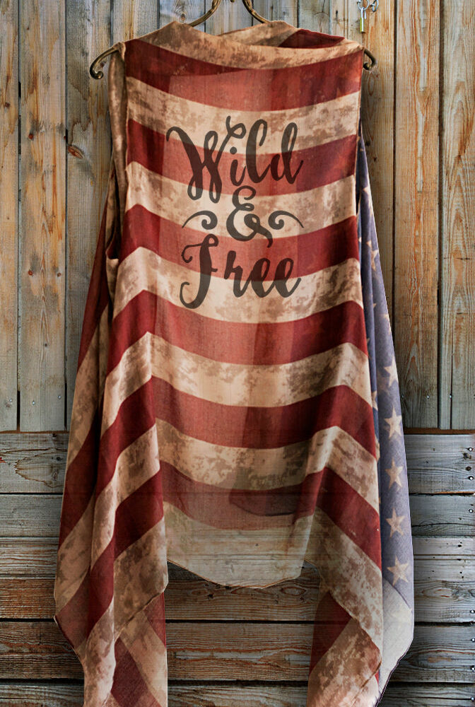 "Wild & Free" Vintage American Flag Vest