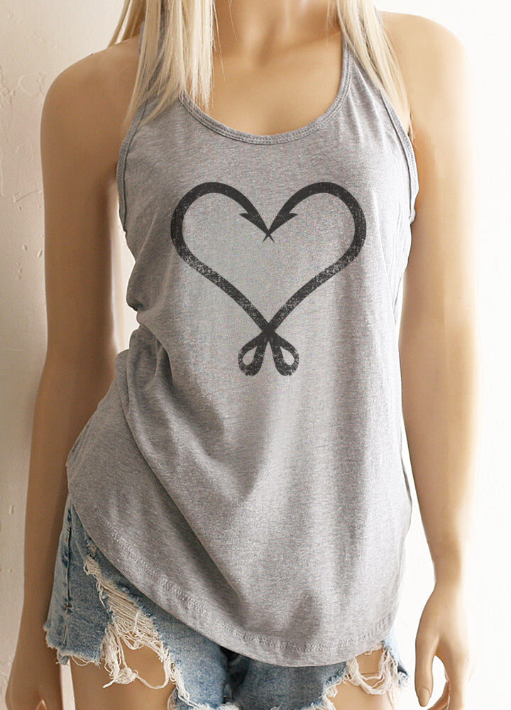 Fishhook Heart Racerback Tank Top