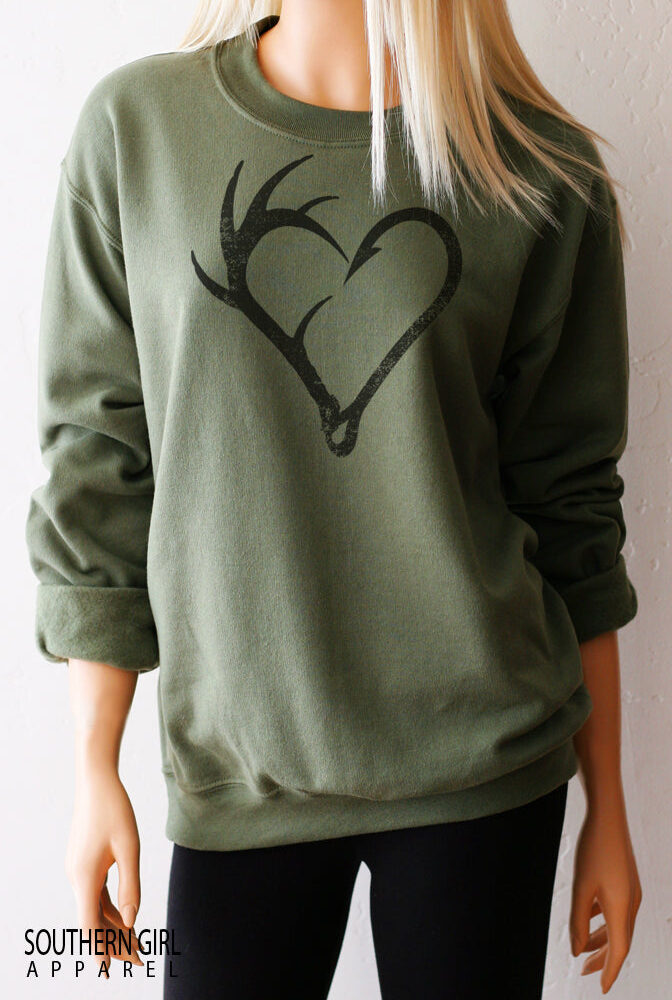 Fishing Hook Antler Heart Sweatshirt