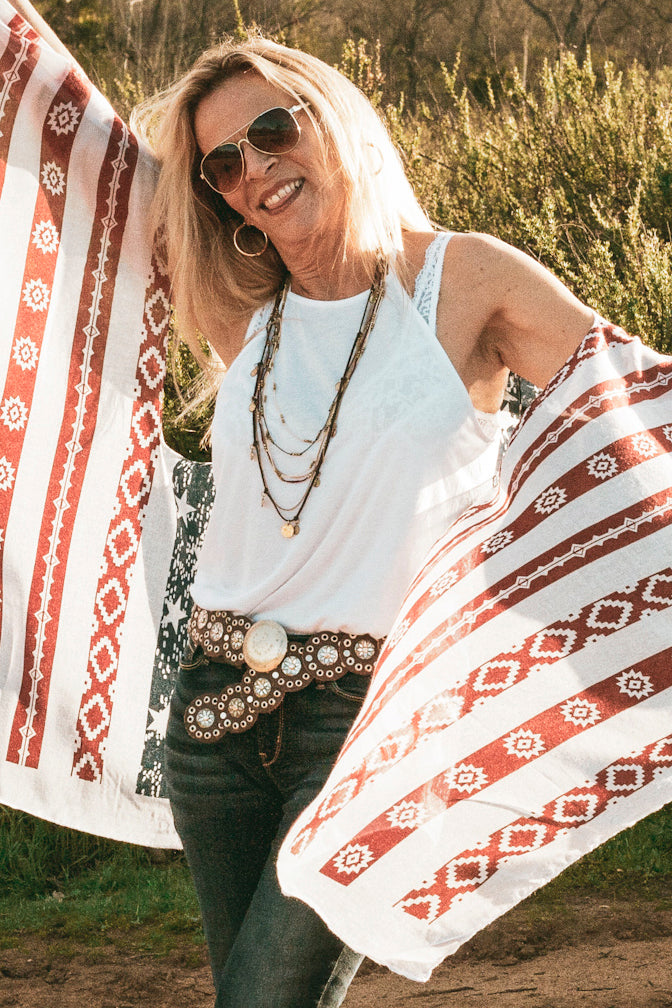 Indian Print American Flag Boho Kimono - Image 3
