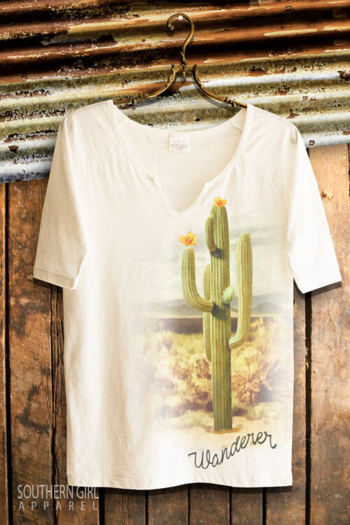 Short Sleeve Notched Wanderer Cactus T Shirt