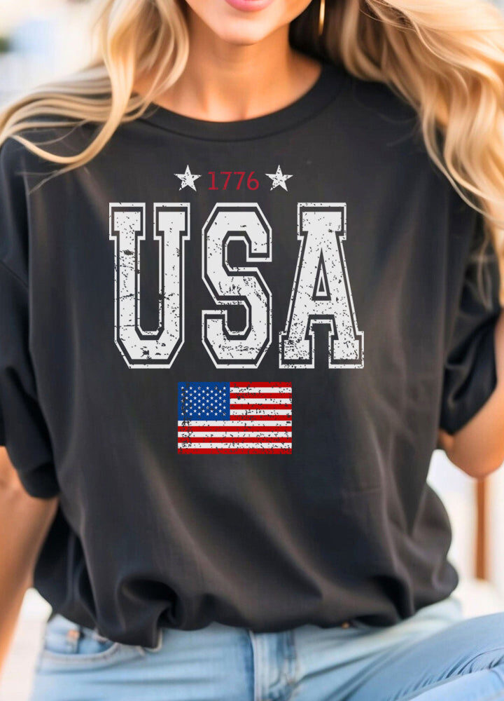 USA with American Flag Unisex T-Shirt