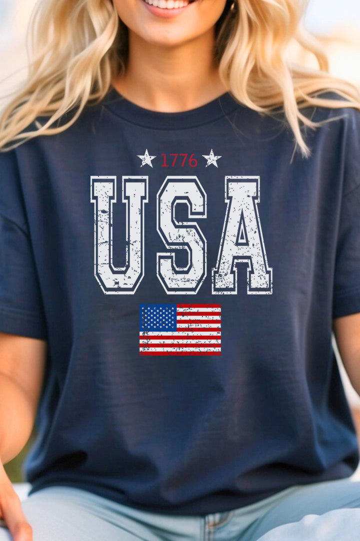 USA with American Flag Unisex T-Shirt - Image 2
