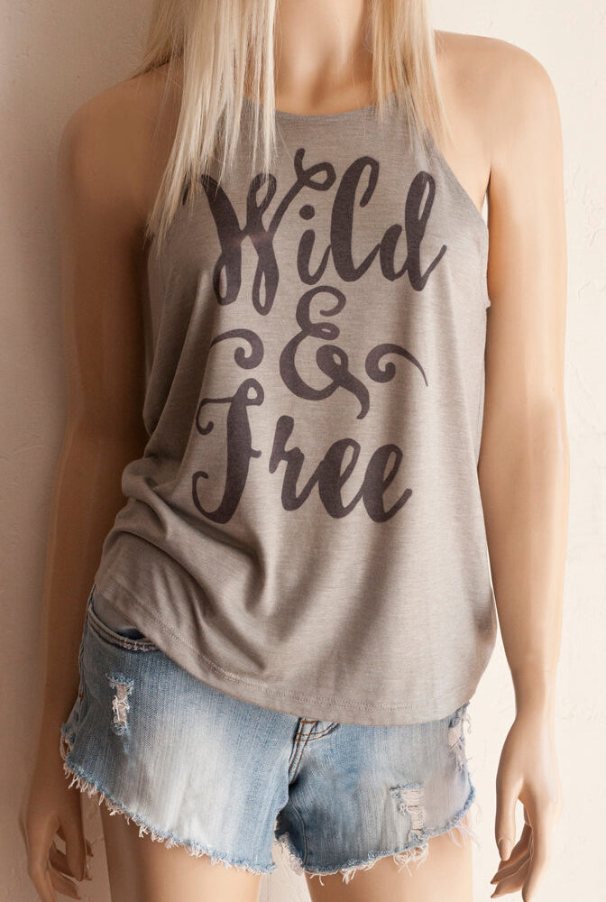 Wild & Free High Neck Spaghetti Strap Loose Fitting Tank Top