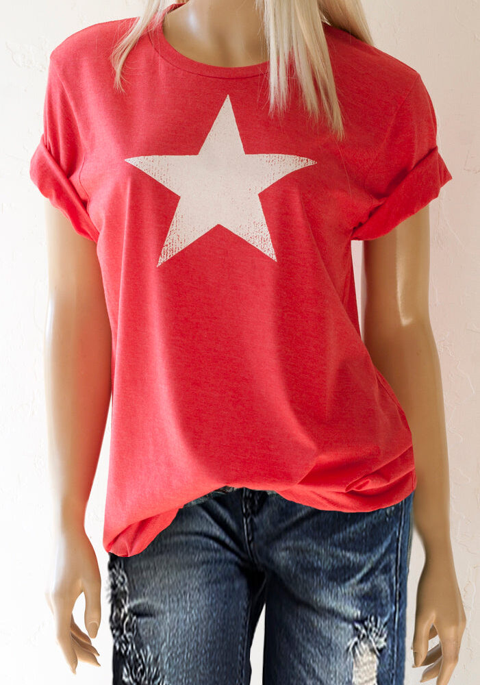 White Star Heather Red Tee