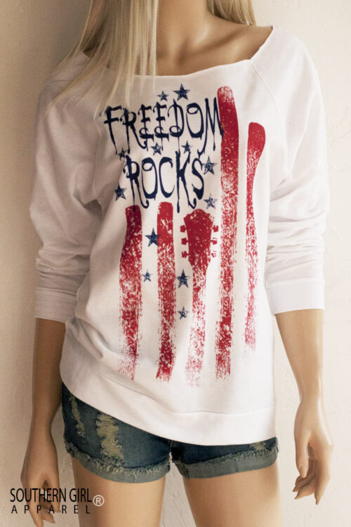 Freedom Rocks American Flag Music Shirt. Country Music Shirt. Country Music Sweatshirt. Red White and Blue. Country Shirts. Country.