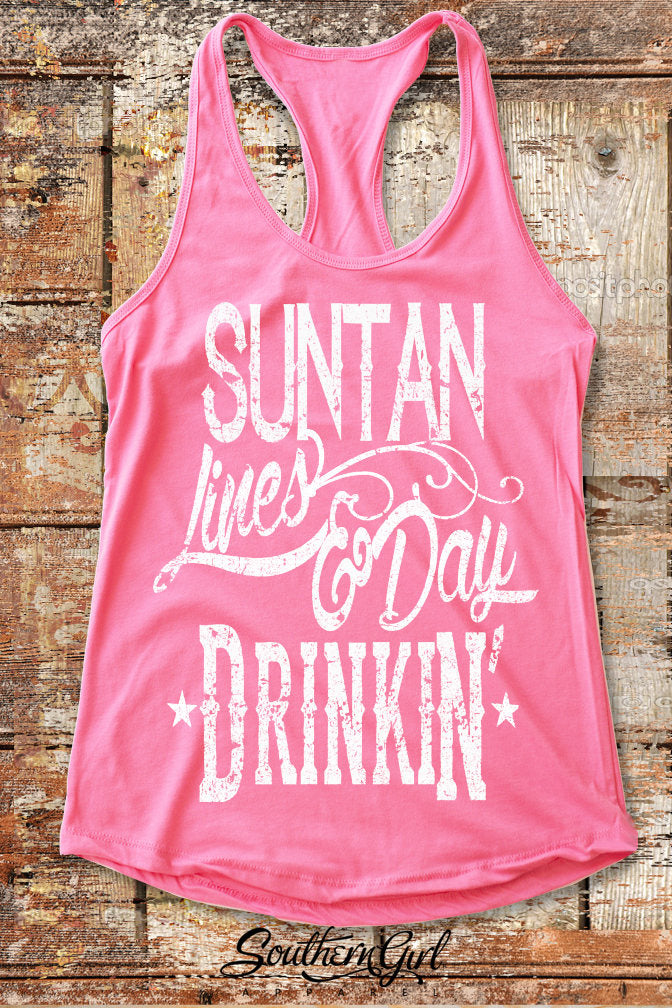 Suntan Lines and Day Drinkin' Racerback Tank Top - Image 5