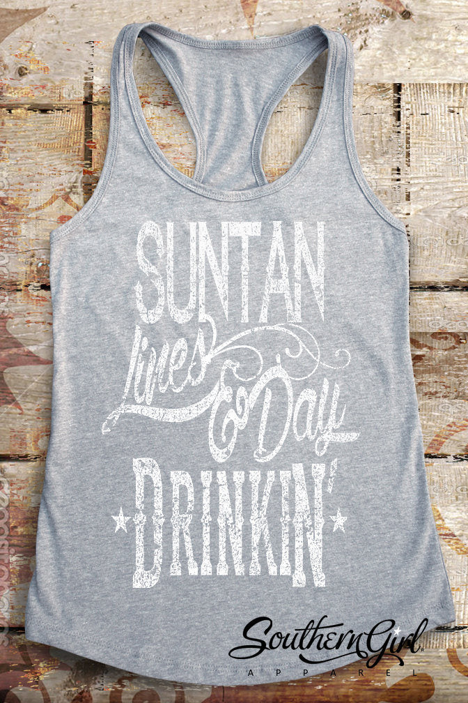 Suntan Lines and Day Drinkin' Racerback Tank Top - Image 4
